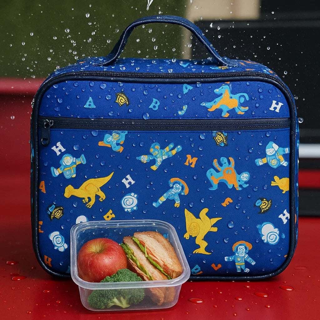 STS Bags Waterproof Insulated Lunch Bag for School Kids | Boys & Girls | Blue Cartoon Design